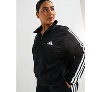 adidas Sportswear Womens Plus Size Tricot 3-stripes Track Jacket - Black, Black/White, Size 1X, Women Black/White