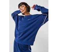 adidas Women's Seasonal Essentials Colorpop Sweatshirt with Embroidered Graphic, dark blue/white, L