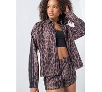 adidas Sportswear Women's Seasonal Essentials Leopard Print Woven Overshirt With 3-Stripes, Multco/Earstr, Size Xl, Women Multco/Earstr