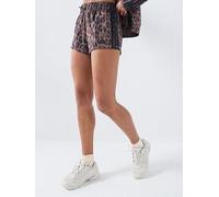 adidas Women's Seasonal Essentials Leopard Print Woven Shorts with 3-Stripes - Multicolour/Earth Strata - XL - Brown