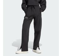 adidas Sportswear Womens Signature Graphic Embroidery Fleece Straight Leg Pant - Black Cotton - Size X-Small