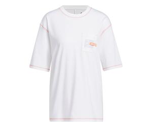 adidas Sportswear Womens Sport Statement Boyfriend Pocket Tee - White Cotton - Size Large