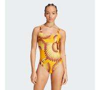 adidas Sportswear Womens x FARM 3-Stripes Swimsuit - Orange Recycled Material - Size X-Large