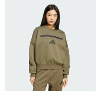 adidas Sportswear Womens Z.N.E. Sweatshirt - Khaki Recycled Material - Size Medium (Long)