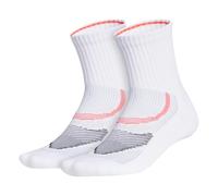 adidas Superlite Performance High Quarter Running Socks (2-Pair), White/Black/Lucid Red, Large