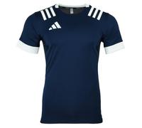 adidas T-Shirt Mens Rugby 3 Stripes Fitted Top 3S Teamwear Match Jersey Navy
