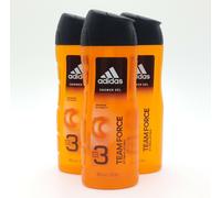 ADIDAS TEAM FORCE STIMULATING SHOWER GEL BIG 400ML BOTTLE 3 PACK