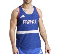 adidas Team France Mens Running Vest Blue Run Sleeveless Round Neck Tank Top