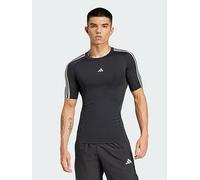 adidas TECHFIT Compression Training 3-Stripes Tee, Black, Size M, Men Black