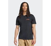 adidas Terrex Mens Outdoor Graphic T-Shirt - Black, Black/Semi Impact Orange, Size M, Men Black/Semi Impact Orange