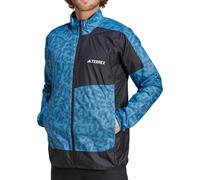 adidas Terrex Trail Mens Running Jacket Blue Run Lightweight Reflective