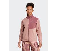 adidas Terrex Womens Mountain Full Zip Fleece - Pink, Warm Clay/Quiet Crimson, Size L, Women Warm Clay/Quiet Crimson