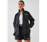 adidas Terrex Women's Mountain Print Wind Jacket, Black, Size L, Women Black
