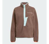 adidas Terrex Womens Outdoor Xploric High Pile Fleece Pullover Sweatshirt - Green, Earth Strata/Semi Flash Aqua, Size S, Women Earth Strata/Semi Flash Aqua