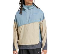 adidas Terrex Xploric Wind Mens Anorak Jacket Blue Hooded Outdoor Walking Coat