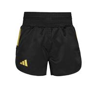 adidas Thai Shorts - Lightweight Polyester Muay Thai Shorts with Large Elasticated Waistband, Traditional Cut with Embroidered Logo - for Sparring and Martial Arts Training - Black, Medium