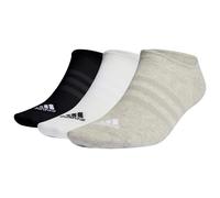 adidas Unisex Thin and Light No-Show Socks 3 Pairs, Medium Grey Heather / White / Black, 6.5-8
