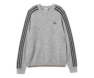 adidas Three Stripes Fluffy Knit Sweatshirt Asia Sizing 'Medium Grey Heather' KE4169 S