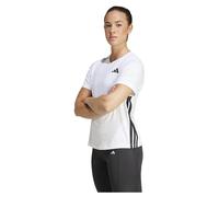 adidas Womens Training 3 Stripe Crew T-Shirt, White/Black, Size Xs, Women White/Black