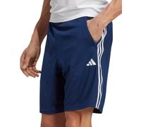 adidas Train Essentials Pique 3 Stripes Mens Training Shorts Blue Gym Zip Pocket