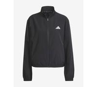 adidas Women's Train Essentials 3-Stripes Woven Warm Up Jacket, black/white, S