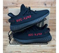 Adidas Trainers Mens Size UK 8.5 Yeezy Boost 350 v2 Black Red Bred CP9652 NEW