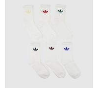 adidas Trefoil Crew Socks 6 Pack in White & Green, Size: 8.5-10 UK 8.5-10