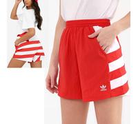 Adidas Trefoil Logo Shorts Women High Waist Band Modern Pants Girls Red/White