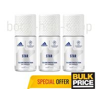 Adidas UEFA Star Deodorant Roll-on Champions League 72H Dry Protection 3-Pcs
