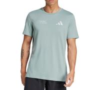 adidas Ultimate Metallic Graphic Mens Running Top Green Short Sleeve Run T-Shirt