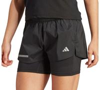 adidas Ultimate Womens Running Shorts Black 2 In 1 Twin Short Run Training Gym