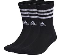 adidas Unisex 3-Stripes Cushioned Crew Socks 3 Pairs 8.5-10, Black / White