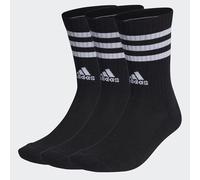 adidas Unisex 3-Stripes Cushioned Crew Socks 3 Pairs, Black / White, 10.5-12.5