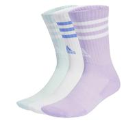 adidas Unisex 3-Stripes Cushioned Crew Socks 3 Pairs, Powder Plum/White/Halo Mint, 2.5-4