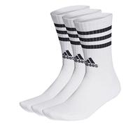 adidas Unisex 3-Stripes Cushioned Crew Socks 3 Pairs, White/Black, 6.5-8