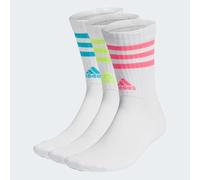 adidas Unisex 3-Stripes Cushioned Crew Socks 3 Pairs, White/Lucid Cyan/Lucid Lemon/Lucid Pink, 13-14.5