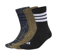 adidas Unisex 3 STRIPES CUSHIONED CREW STONE WASH 3 PAIR PACK, aurora ink/olive strata/black/white, 8.5-10