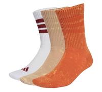 adidas Unisex 3 STRIPES CUSHIONED CREW STONE WASH 3 PAIR PACK, fox orange/warm sandstone/white, 2.5-4