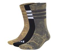 adidas Unisex 3 Stripes Cushioned Crew Stone Wash 3 Pair Pack Socks, grey six/Khaki Six/black/white, S