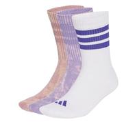 adidas Unisex 3 Stripes Cushioned Crew Stone Wash 3 Pair Pack Socks, magic lilac/magic mauve/white/Pure Purple, M