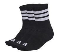 adidas Unisex 3 STRIPES CUSHIONED SPORTSWEAR MID CUT SOCKS 3 PAIR PACK, black/white/white, 10.5-12.5