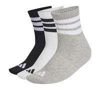 adidas Unisex 3 STRIPES CUSHIONED SPORTSWEAR MID CUT SOCKS 3 PAIR PACK, medium grey heather/white/black, 6.5-8