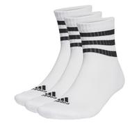 adidas Unisex 3-Stripes Cushioned Sportswear Mid-Cut Socks 3 Pairs, White / Black, 10.5-12.5