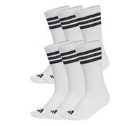 adidas Unisex 3 Stripes Essentials Cushioned Crew Socks 6 Pair Pack, white/black/black, 10.5-12.5