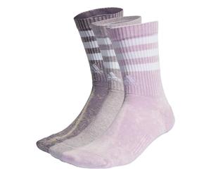 adidas Unisex 3-Stripes Stonewash Crew Socks 3 Pairs, Shadow Violet/Bliss Lilac/White, 11-12.5 UK