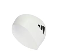 adidas Unisex 3-Stripes Swim Cap, White/Black, One size