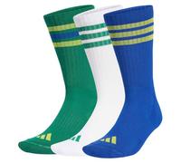 adidas Unisex 3STRIPES CUSHIONED SPORTSWEAR CREW SOCKS 3 PAIR PACK, bold green/bold blue/bright yellow, 6.5-8