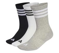adidas Unisex 3STRIPES CUSHIONED SPORTSWEAR CREW SOCKS 3 PAIR PACK, medium grey heather/white/black, 4.5-6