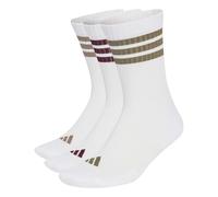 adidas Unisex 3Stripes Cushioned Sportswear Crew Socks 3 Pair Pack Socks, white/olive strata/Khaki Six/maroon, XS