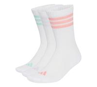 adidas Unisex 3Stripes Cushioned Sportswear Crew Socks 3 Pair Pack Socks, white/Semi Frozen Turbo/clear mint/Frozen Purple, XXL